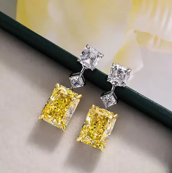 Elegant Yellow Crystal Zirconia Earrings