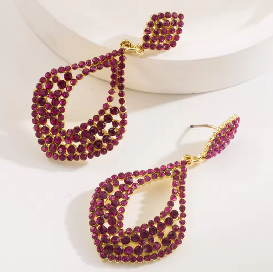 Charming Red Rhinestone Dangle Earrings