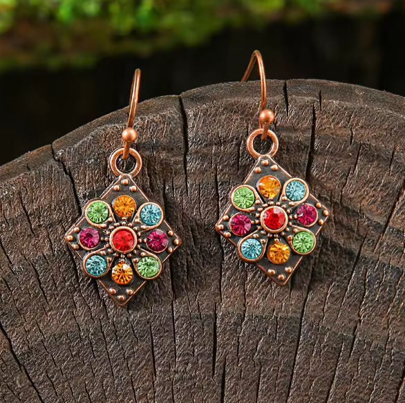 Vintage Bohemian Flower Drop Dangle Earrings