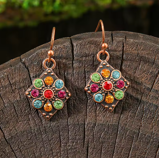 Vintage Bohemian Flower Drop Dangle Earrings