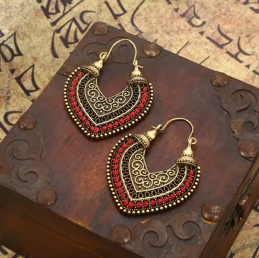 Vintage Statement Heart Shape Bohemian Earrings