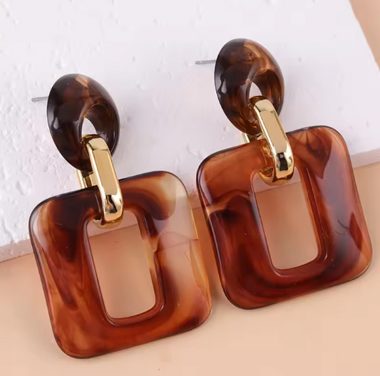 Fashion Square Resin Drop Earrings