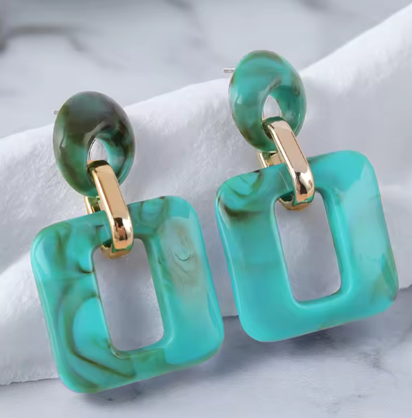 Trendy Square Resin Drop Earrings