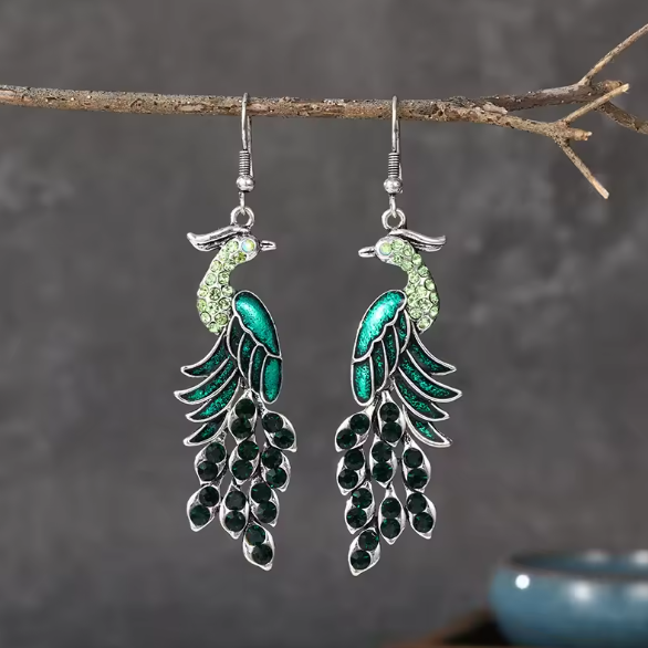 Crystal Rhinestone Elegant Peacock Earrings