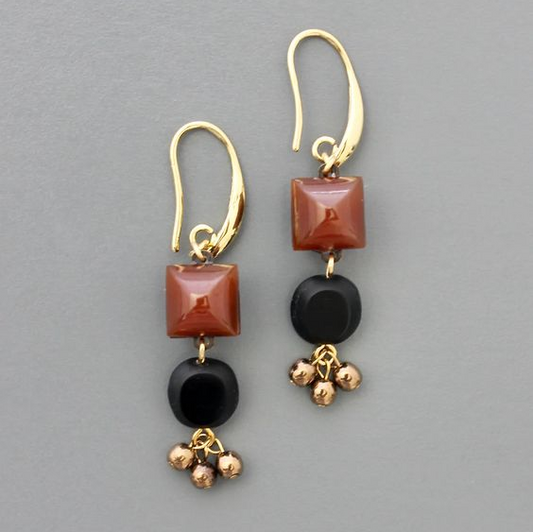 Vintage Black & Red Stones Earrings