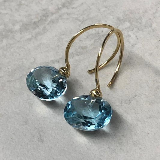 Vintage Blue Rounded Crystal Earrings